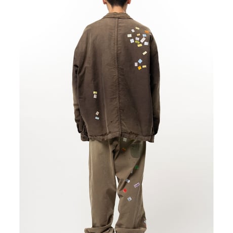 Maison MIHARA YASUHIRO : Price Tag Sticker Printed Repair Coverall Shirt