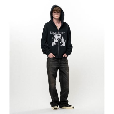 KAMIYA : "DISTORTED Girl" Zip-up Hoodie