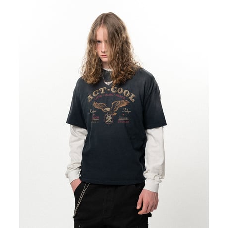 KAMIYA : "ACT-COOL Eagle" Distressed T-shirt