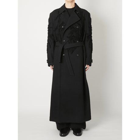 TAAKK : SCULPTURAL EMBROIDERY LONG WOOL COAT