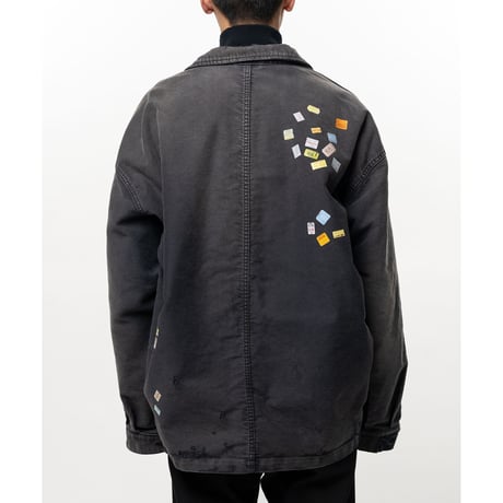 Maison MIHARA YASUHIRO : Price Tag Sticker Printed Repair Coverall Shirt