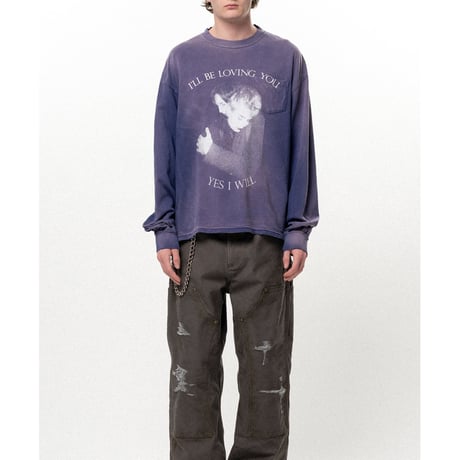 KAMIYA : "LOVING" Distressed Long-Sleeve Pocket T-shirt