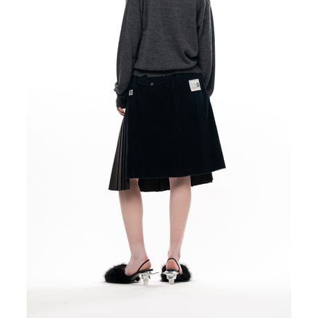 Maison MIHARA YASUHIRO: Combined Pleated Corduroy Skirt