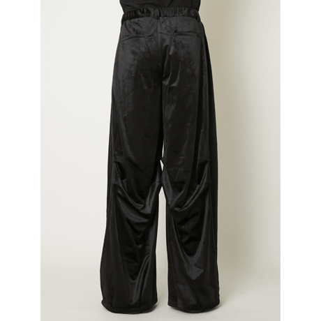 TAAKK : DRAPED VELVET TUCK PANTS