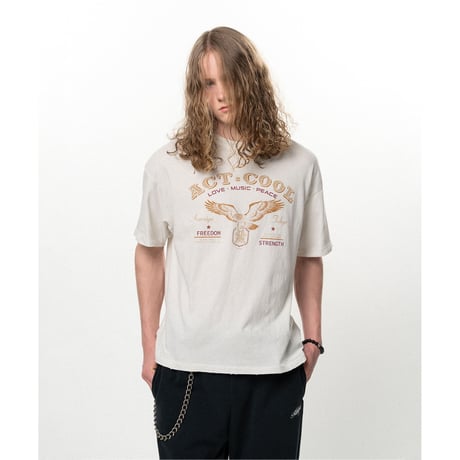 KAMIYA : "ACT-COOL Eagle" Distressed T-shirt