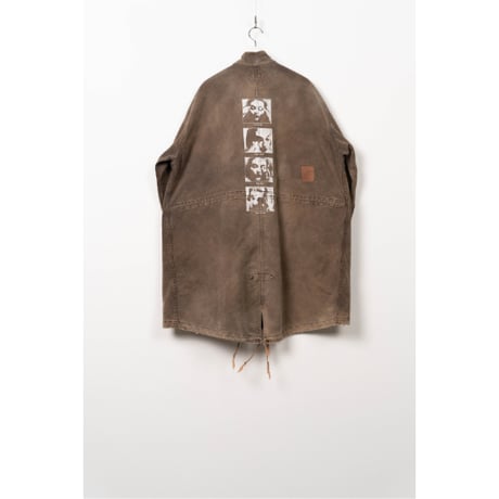 KAMIYA : "EYES ONLY" Heavy Sun-Faded Printed Mods Coat