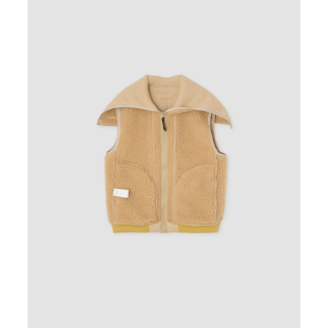 JANE SMITH : POLYESTER BOA FLEECE REVERSIBLE ZIP UP HOODED VEST
