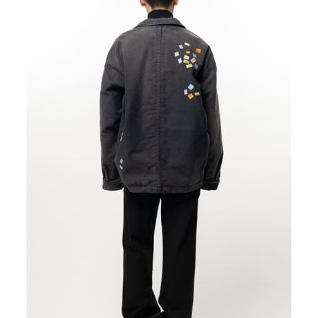 Maison MIHARA YASUHIRO : Price Tag Sticker Printed Repair Coverall Shirt