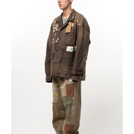 Maison MIHARA YASUHIRO : Price Tag Sticker Printed Repair Coverall Shirt