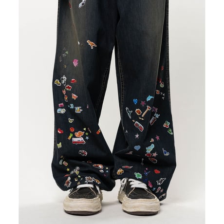 Maison MIHARA YASUHIRO: Kids Sticker Printed Baker Denim Pants