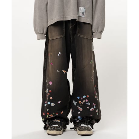 Maison MIHARA YASUHIRO: Kids Sticker Printed Baker Denim Pants
