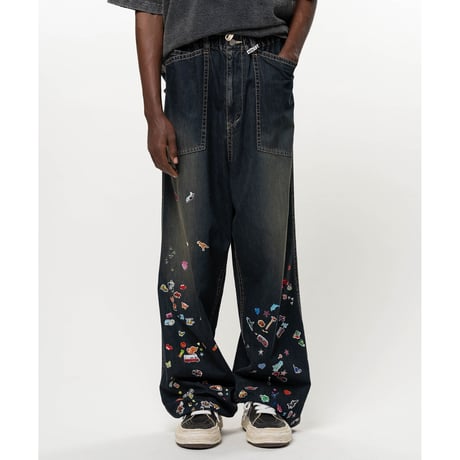 Maison MIHARA YASUHIRO: Kids Sticker Printed Baker Denim Pants