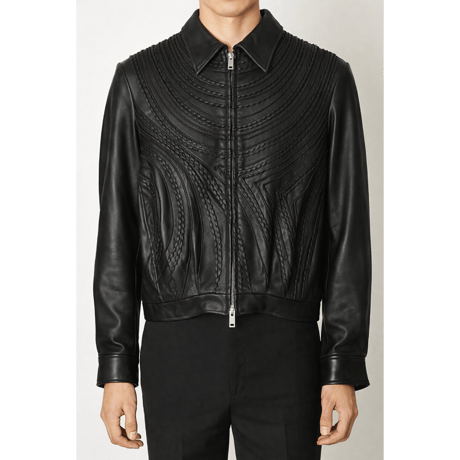 TAAKK : EMBROIDERY LEATHER BLOUSON