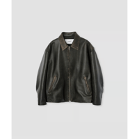 JANE SMITH : COW LEATHER VINTAGE FINISHED ZIP BLOUSON