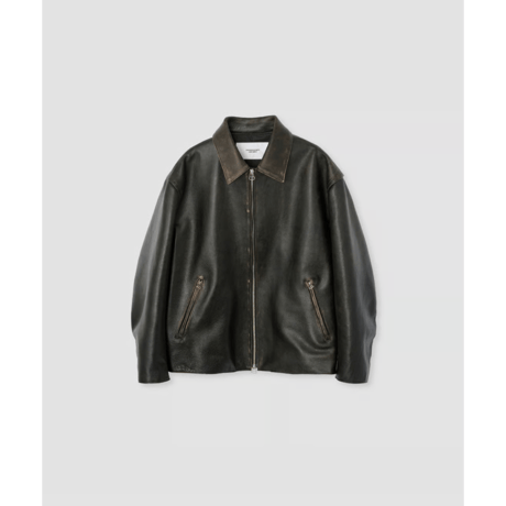 JANE SMITH : COW LEATHER VINTAGE FINISHED ZIP BLOUSON