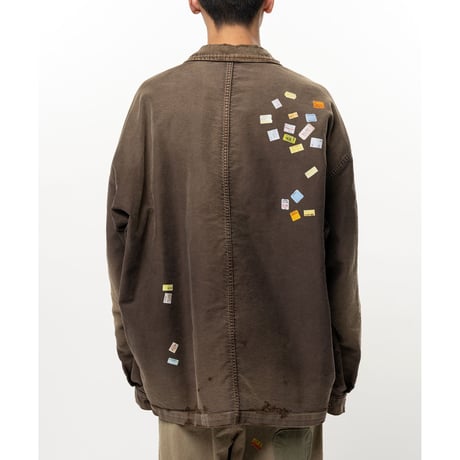 Maison MIHARA YASUHIRO : Price Tag Sticker Printed Repair Coverall Shirt