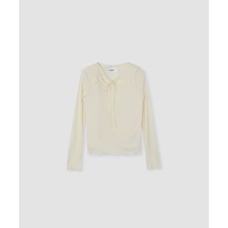 JANE SMITH : WOOL RIB FRONT STRING PULLOVER