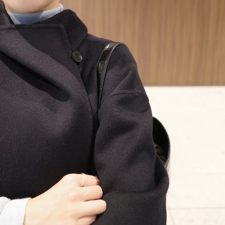 cashmere wool shawl long coat / black