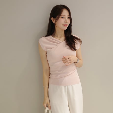 【9/17再入荷】cachecoeur vneck nosleeve knit