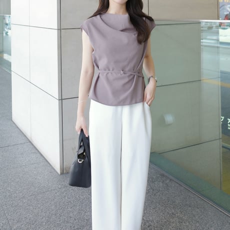 drape neck nosleeve blouse