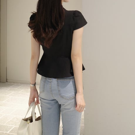 【9/17再入荷】side ribbon peplum blouse