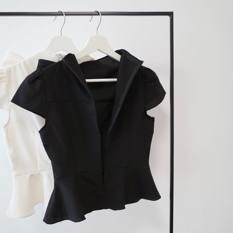 【9/17再入荷】side ribbon peplum blouse