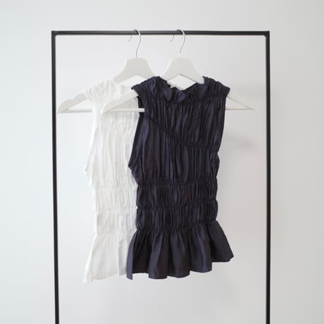 【7/16~7/31】 shirring nosleeve blouse