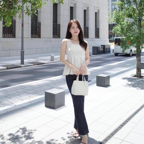 【9/17再入荷】peplum nosleeve tops