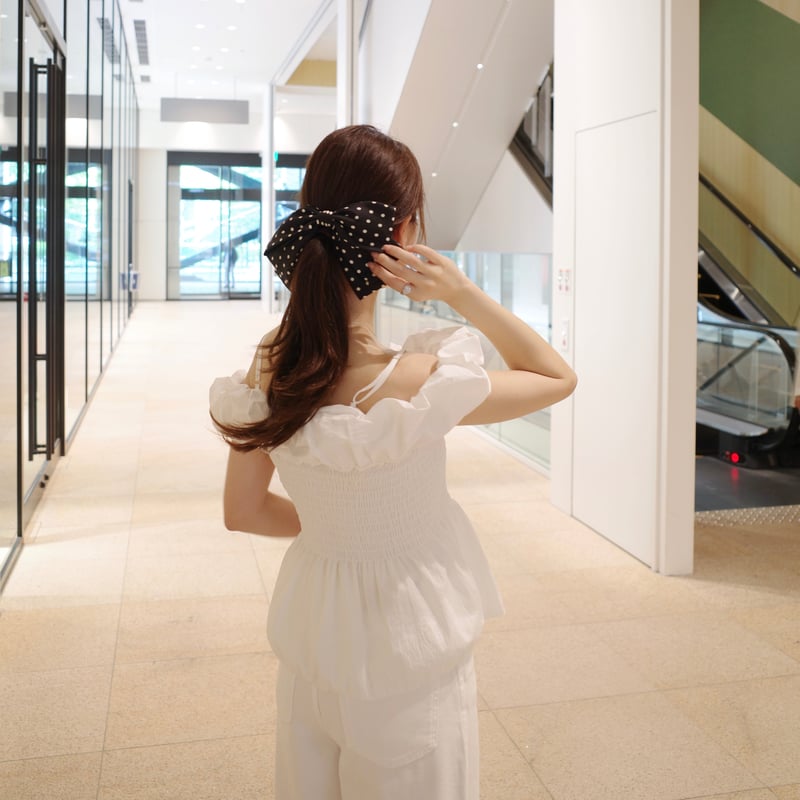 waffle offshoulder blouse | ENEU
