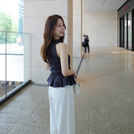【7/16~7/31】 shirring nosleeve blouse