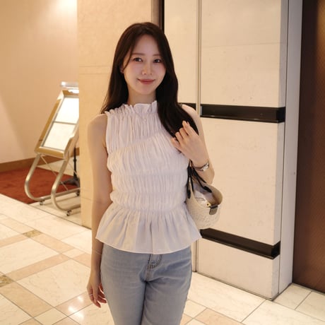 【7/16~7/31】 shirring nosleeve blouse