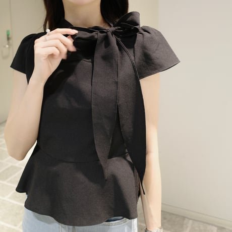 【9/17再入荷】side ribbon peplum blouse