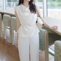 drape neck nosleeve blouse