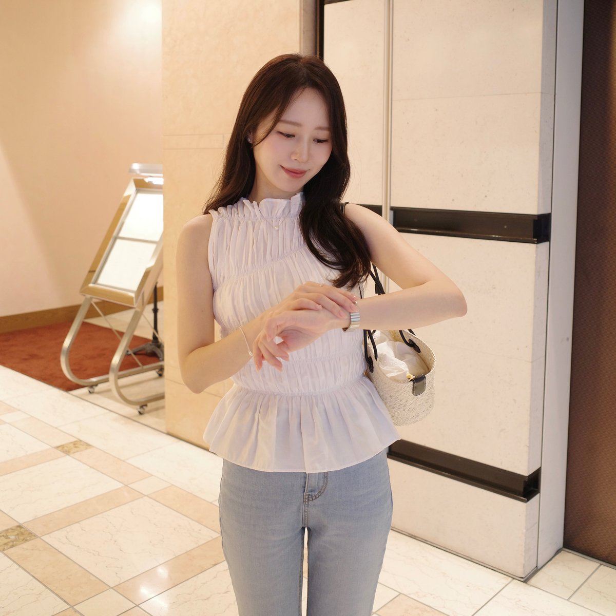 shirring nosleeve blouse | ENEU