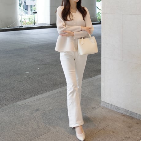 waffle peplum pleats cardigan