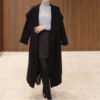 cashmere wool shawl long coat / black