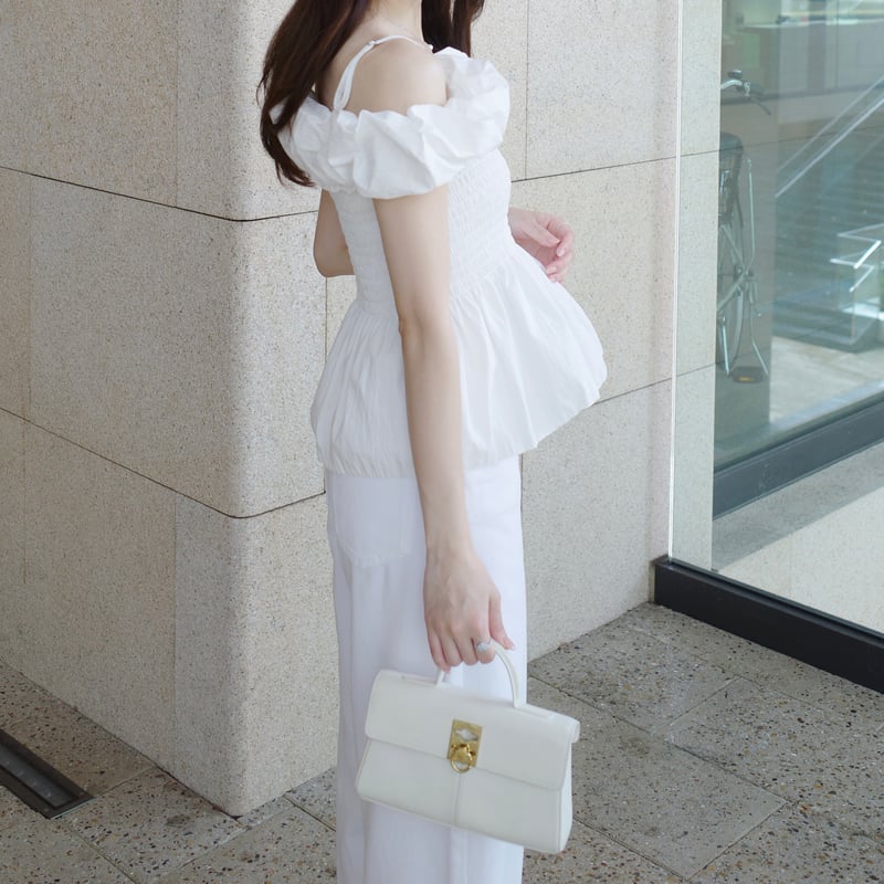 waffle offshoulder blouse | ENEU