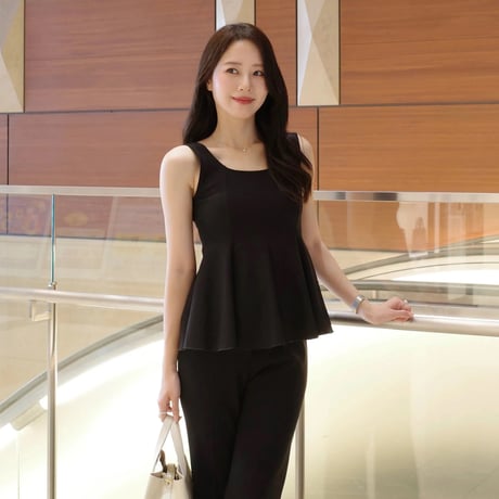 【9/17再入荷】peplum nosleeve tops