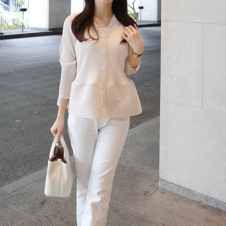 waffle peplum pleats cardigan