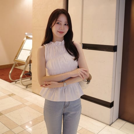【7/16~7/31】 shirring nosleeve blouse