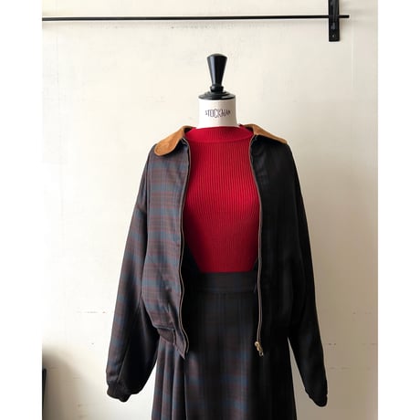 80-90's JUNKO SHIMADA Plaid Pattern Short Zip-JKT