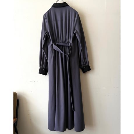 Gray Purple Color Belted Maxi Dress