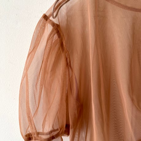 Asymmetry Gather Short Sheer Tops