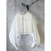 Balloon Sleeve Sheer Short Blouse