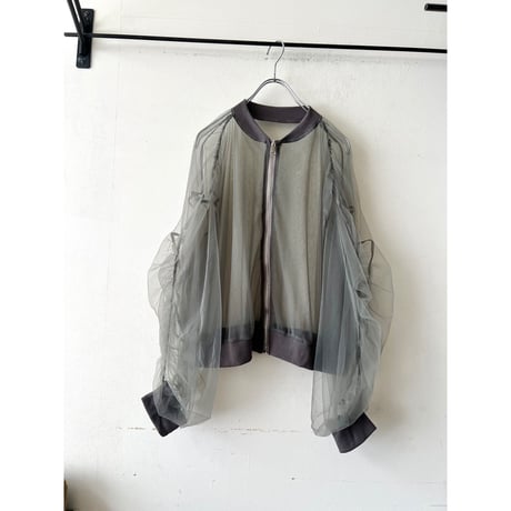 Gather Sleeve Sheer Zip JKT