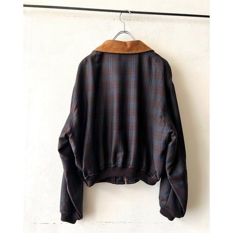 80-90's JUNKO SHIMADA Plaid Pattern Short Zip-JKT