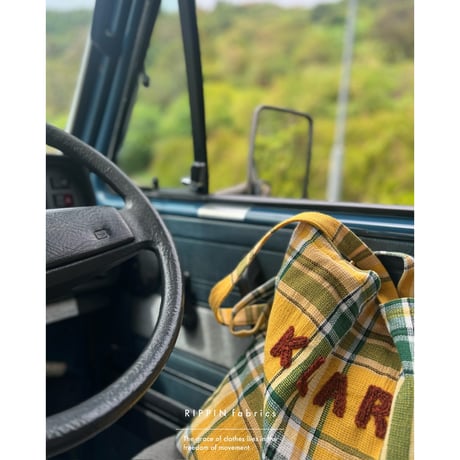 KLAR CHECK TOTE / サンフラワー＆クロムグリーン