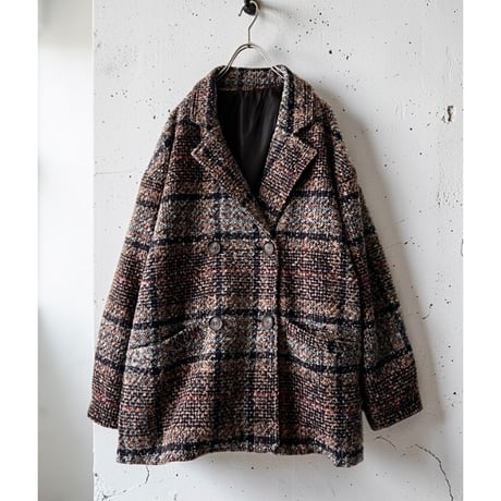 Plaid Pattern Tweed Big Tailored JKT