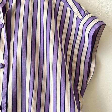 Old Christian Dior Stripe Pattern Short Sleeve Shirt
