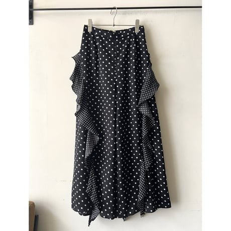 Dot Pattern Frill Design Wide Pants